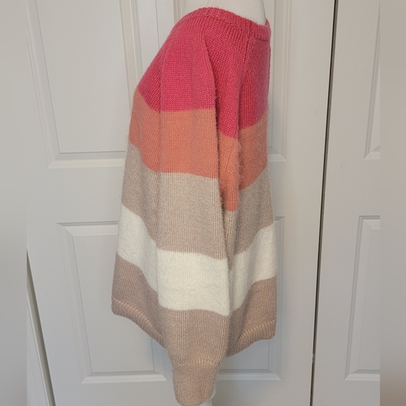 Loft Plus Women's Plus Size Striped Color-block Crewneck Sweater - 14 - Picture 9 of 9